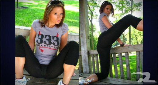 HOT BRUNETTE IN SEE-THROUGH YOGA PANTS